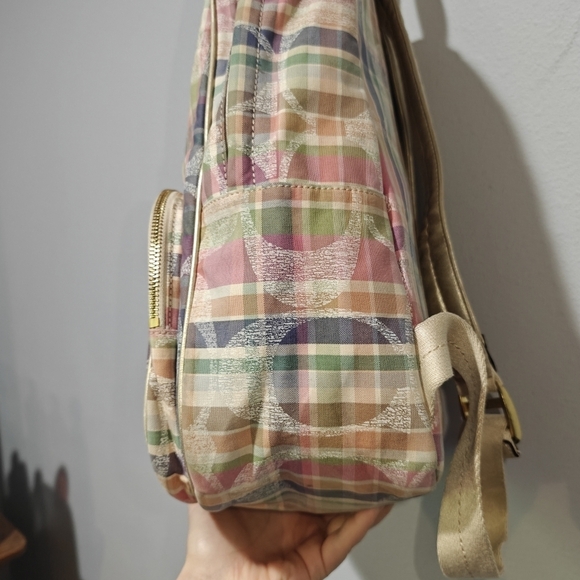 Y2K Coach Poppy Backpack Coach Signature Poppy Madras Full Size Vintage main image 8